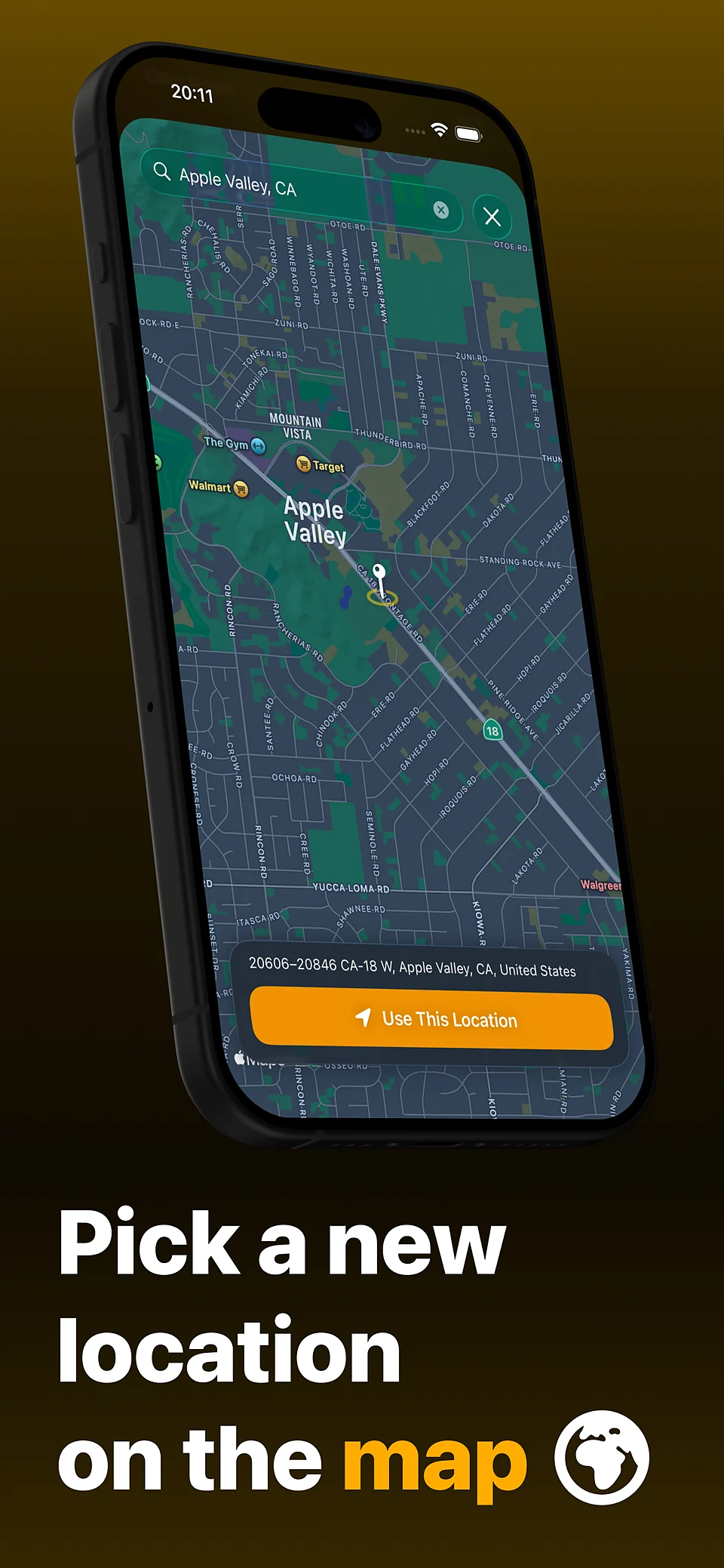 Picking a new location on the map