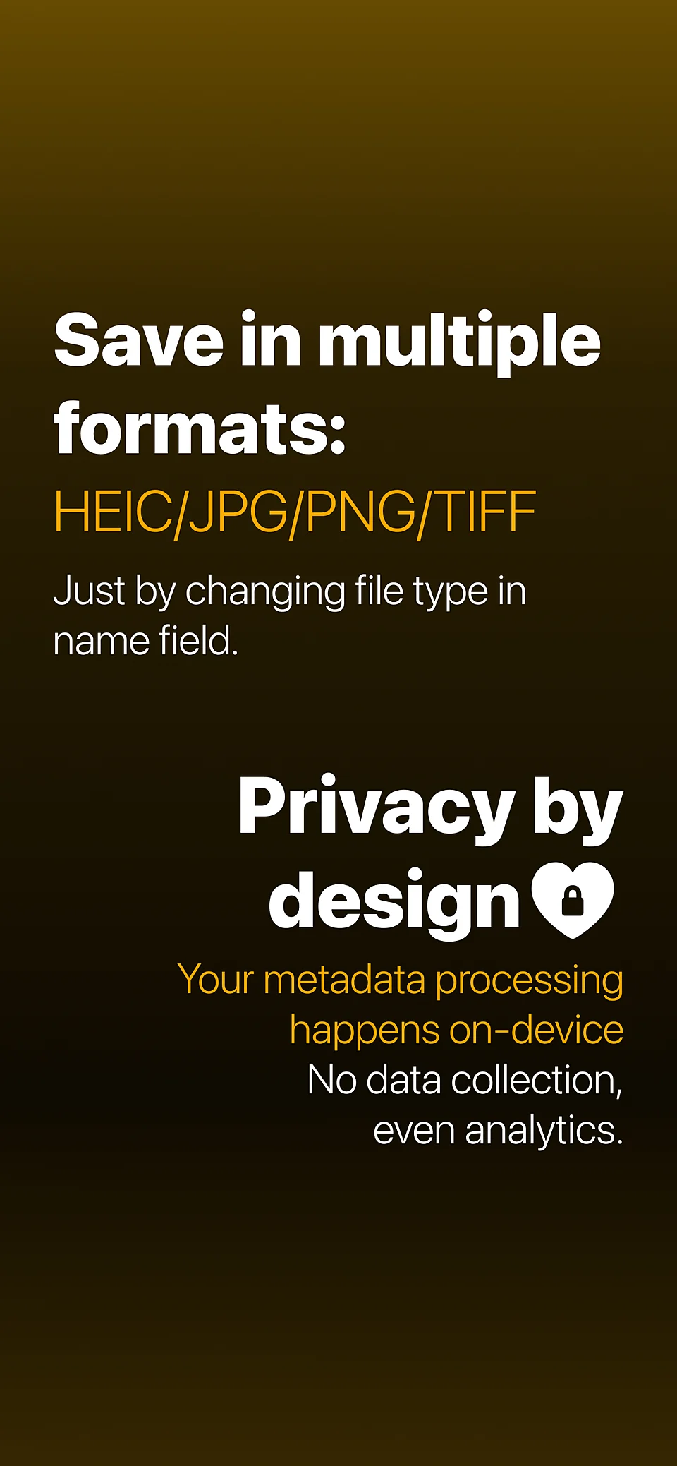 Format options and privacy by design